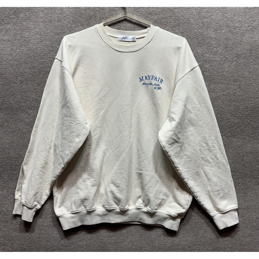 Mayfair Group Crewneck Sweatshirt One Size Fit Most Cream Athletic Club EUC
